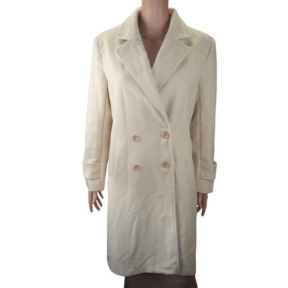 Pea Coat Women's Mid Length Cream Dress Size M - Picture 1 of 10